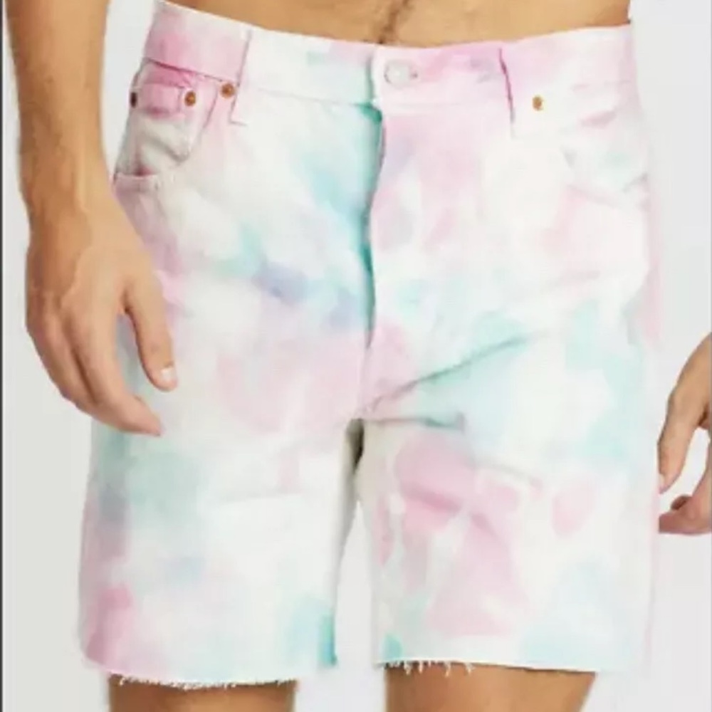 New..! Levi's 501 Shorts Pride '93 Tie Dye Faded Size 38 Cut Off.